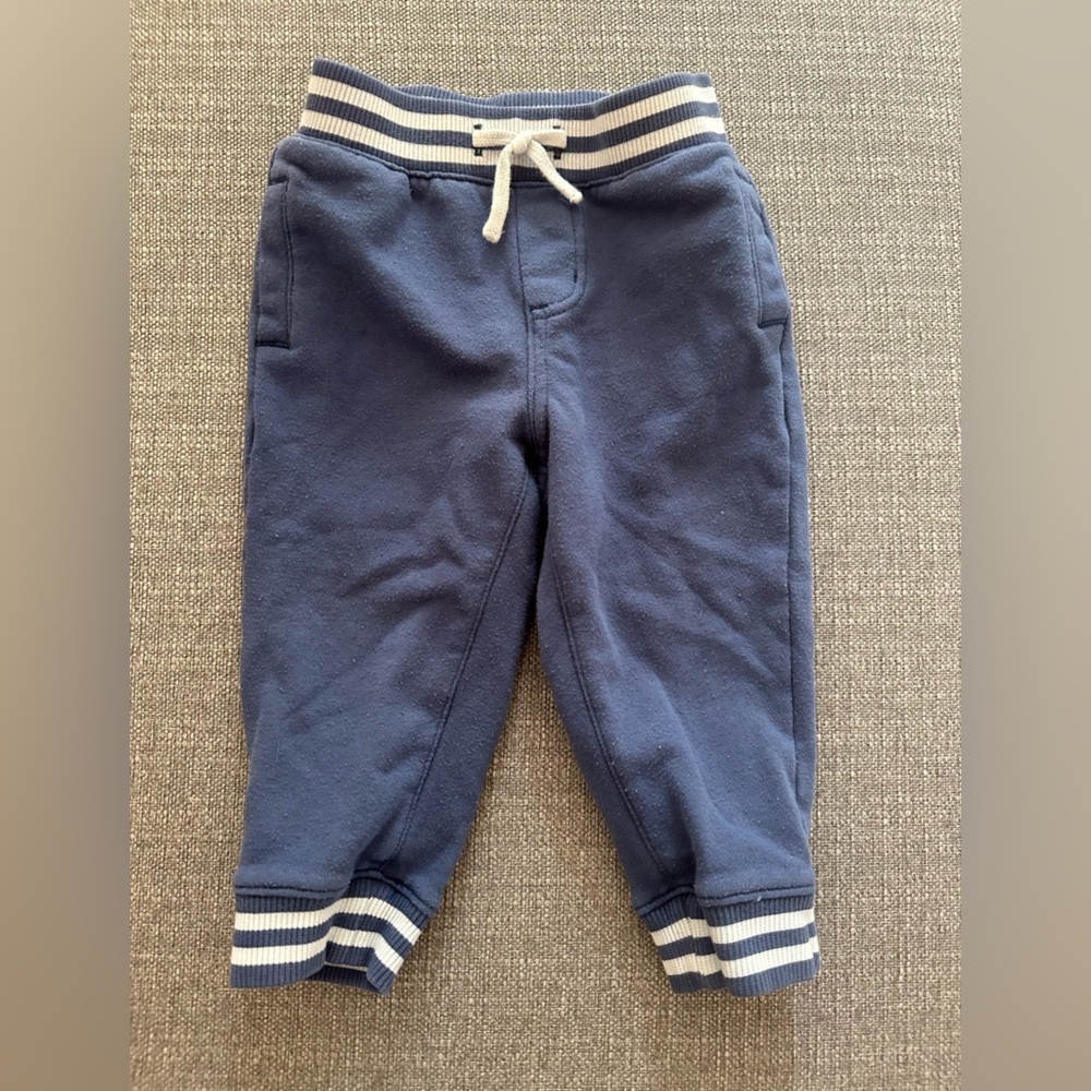 Janie & Jack Blue Jogger Pants with White Striped Band - 12/18 mo
